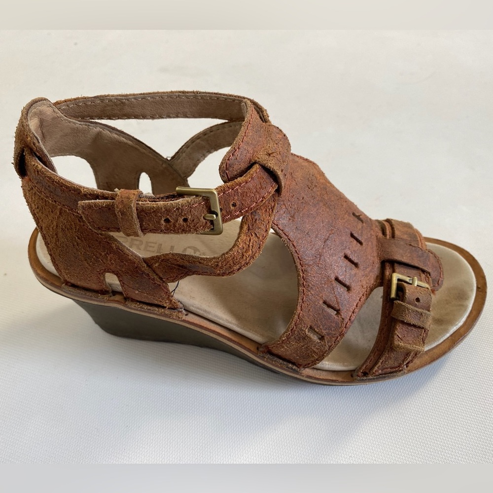 Merrell Sirah Cloak Wedge Leather Comfort Strappy Sandals Women 7  tan J21956
